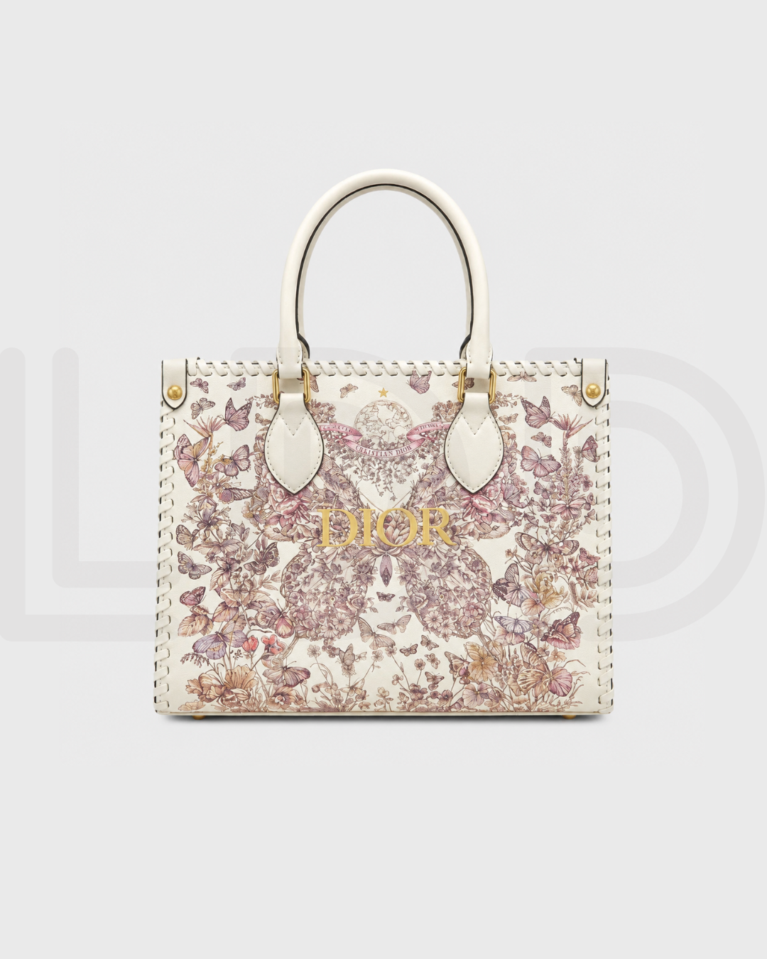C-H-R-I-S-T-I-A-N D-I-O-R Structured Tote Bag – Premium Quality | Double Box Packaging | Off White with Pink Design