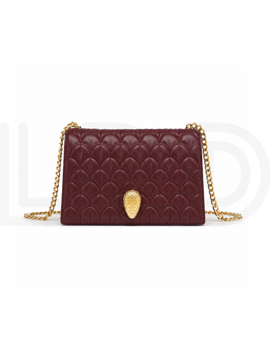 B-V-L-G-A-R-I Serpenti Sugarloaf Quilted Shoulder Bag – Master Quality | Box Packaging | Maroon