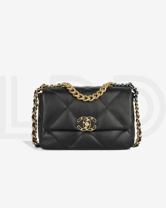 C-H-A-N-E-L 19 Flap Bag – Puffy Diamond Quilting | Premium Women Bag (Black)