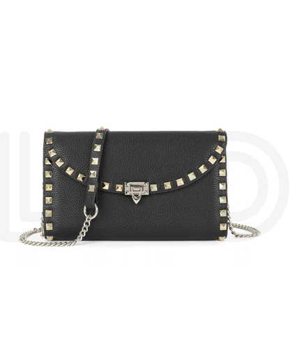 V-A-L-E-N-T-I-N-O Rockstud Wallet – Grained Leather (Black)