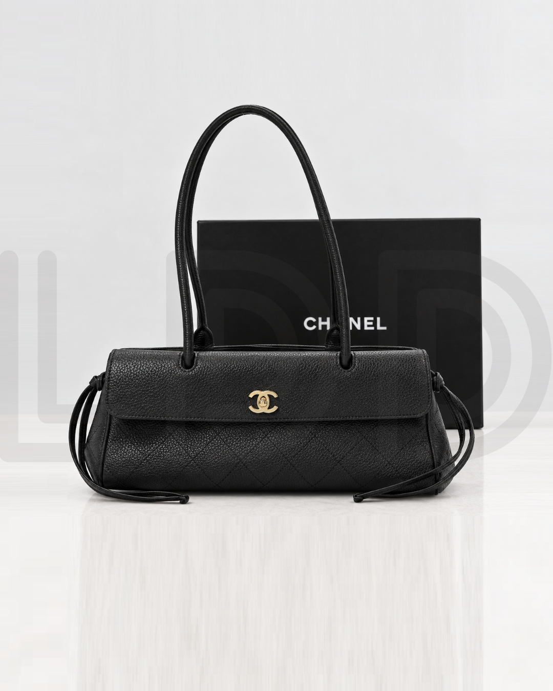 C-H-A-N-E-L Grained Calfskin Stitched Urban Essentials Shopping Bag | Gold Hardware | Luxury Women Bag (Black)