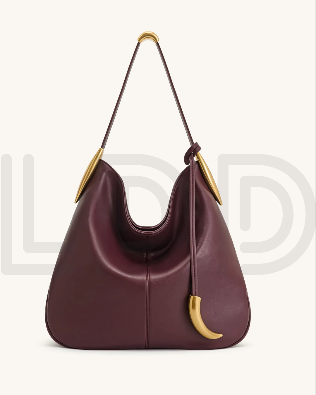 J-W P-E-I Nina Metal Charm Hobo Bag – Modern Luxe Women Bag (Burgundy)