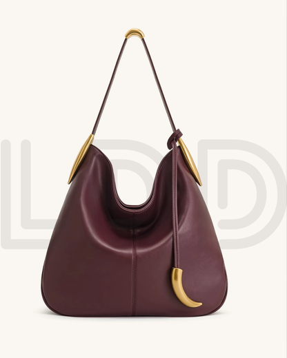 J-W P-E-I Nina Metal Charm Hobo Bag – Modern Luxe Women Bag (Burgundy)