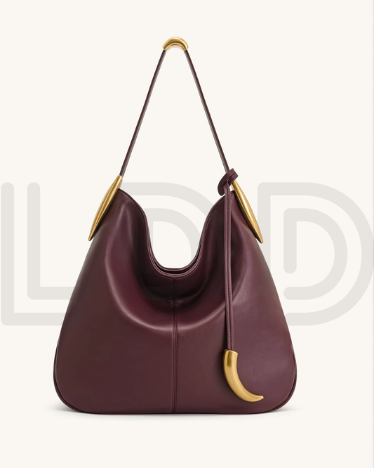 J-W P-E-I Nina Metal Charm Hobo Bag – Modern Luxe Women Bag (Burgundy)