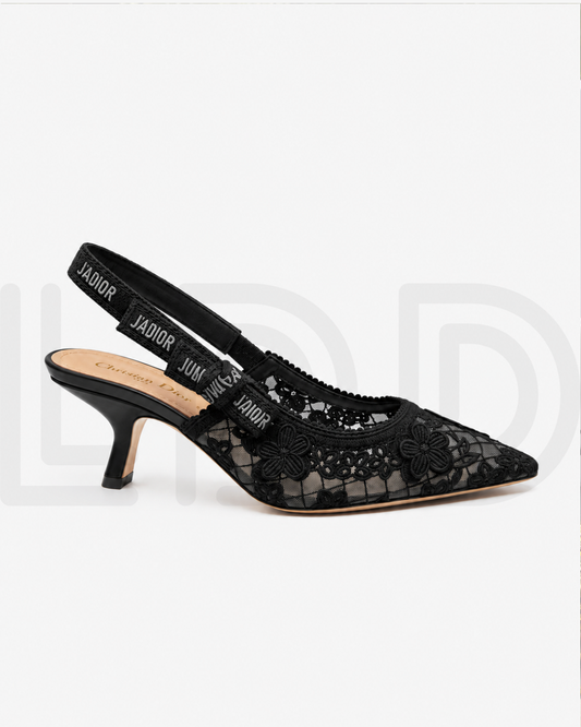 J'A-D-I-O-R Slingback Pumps – Iconic Elegance Women Footwear (Black)