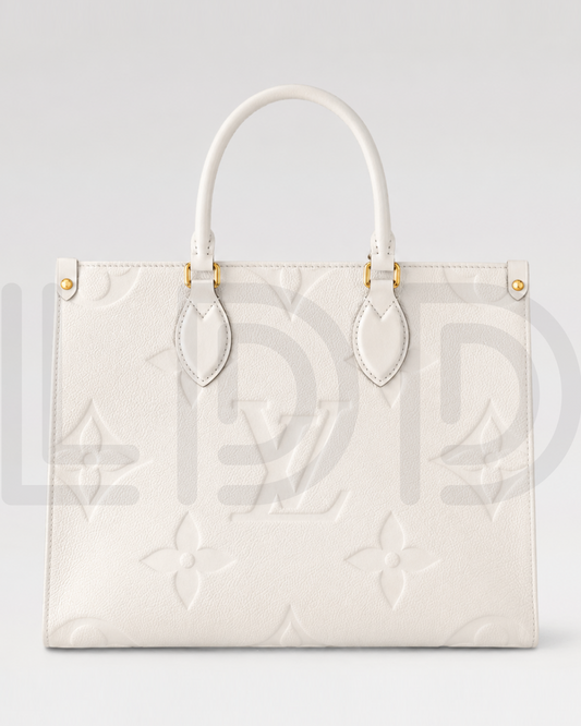 L-O-U-I-S V-U-I-T-T-O-N OnTheGo Handbag with Pouch – 2PC Luxe Women Bag Set (White)