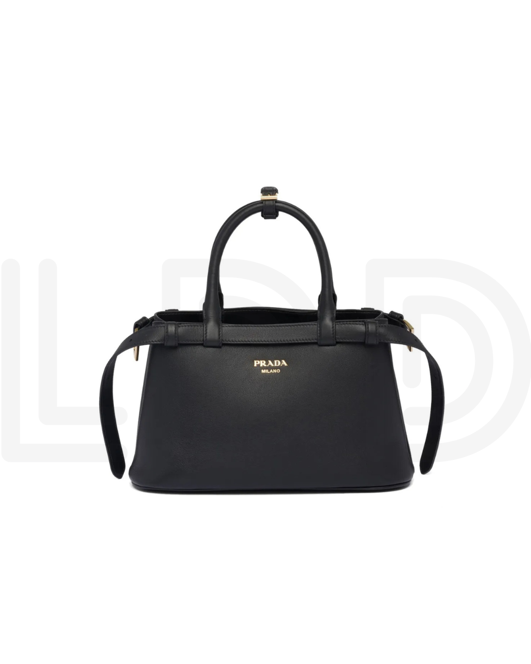 P-R-A-D-A Buckle Small Handbag with Double Belt – Elegant Luxe Women Bag (Black)