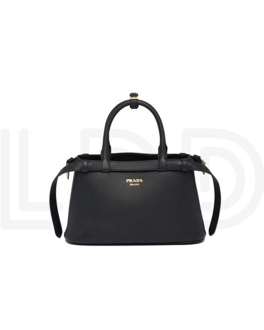 P-R-A-D-A Buckle Small Handbag with Double Belt – Elegant Luxe Women Bag (Black)