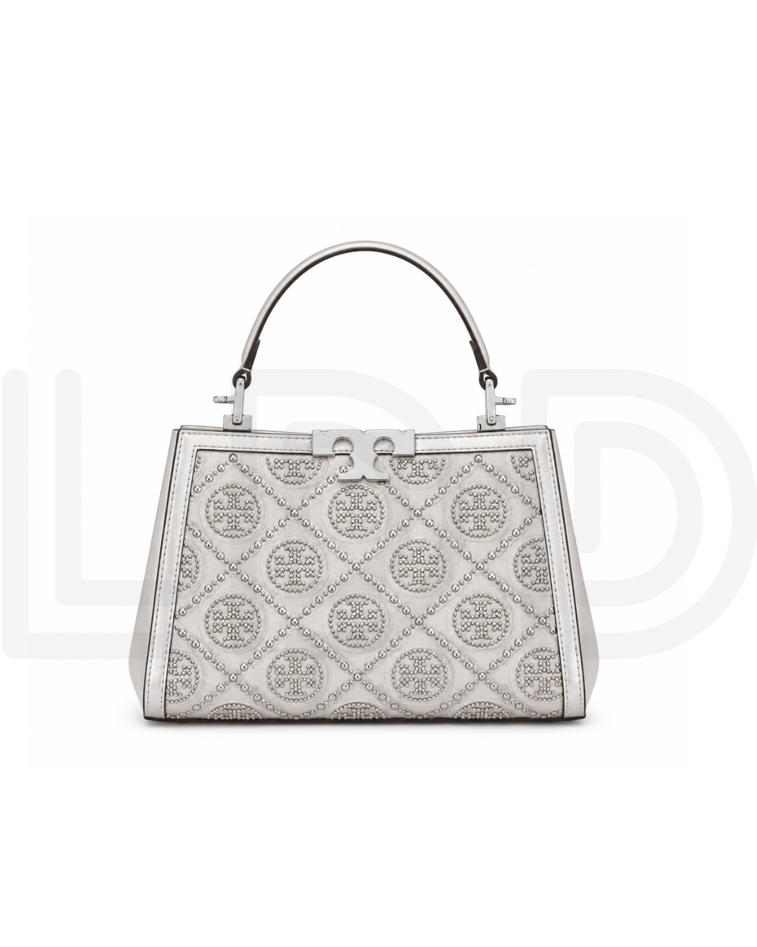 T-O-R-Y B-U-R-C-H Eleanor T Monogram Hotfix Mini Satchel – Signature Luxe Women Bag (Silver)