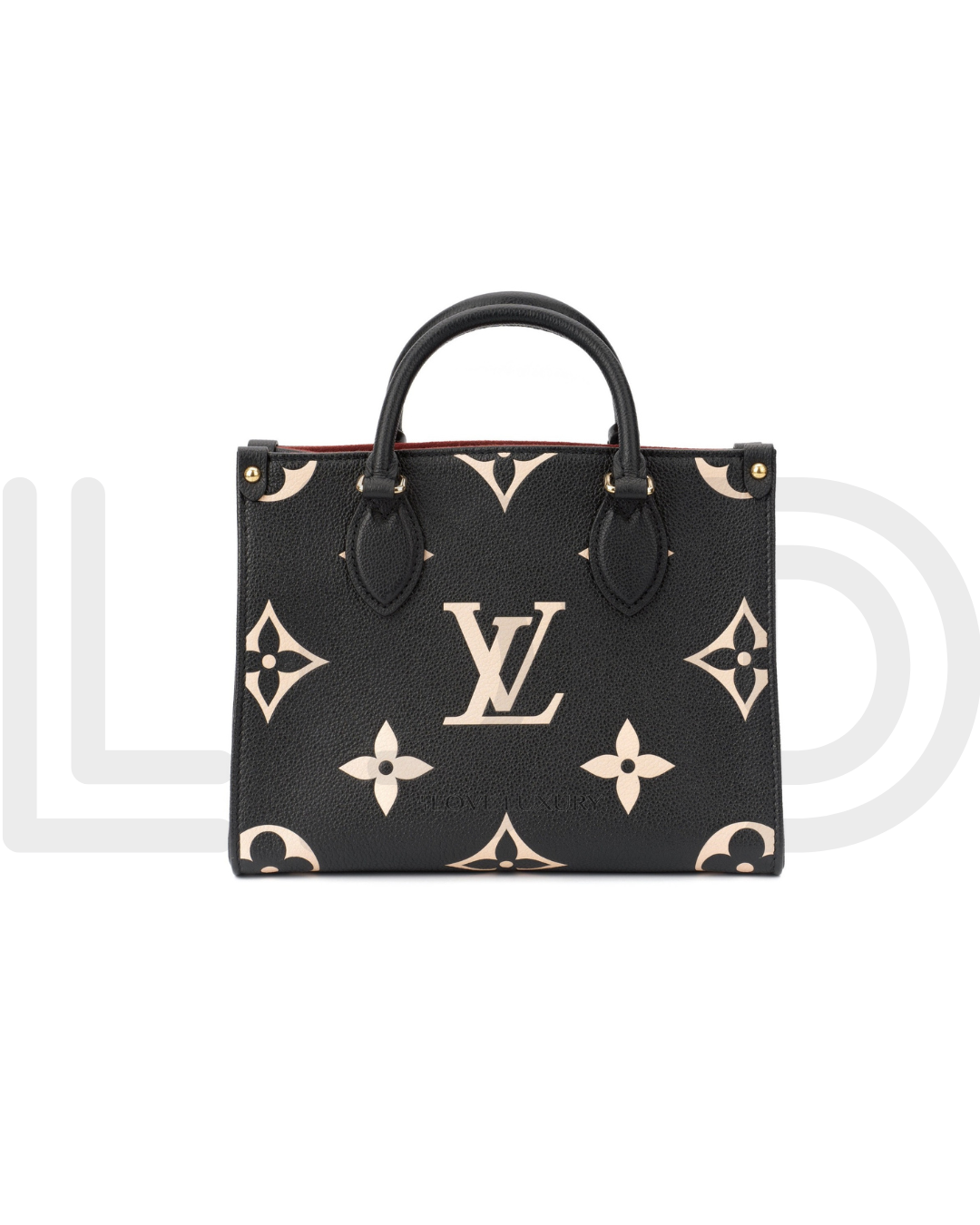 L-O-U-I-S V-U-I-T-T-O-N OnTheGo Handbag with Pouch – 2PC Luxe Women Bag Set (Black-1)