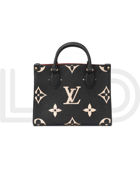 L-O-U-I-S V-U-I-T-T-O-N OnTheGo Handbag with Pouch – 2PC Luxe Women Bag Set (Black-1)