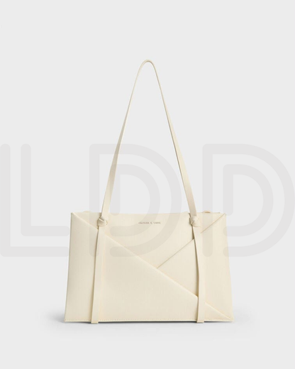 C-H-A-R-L-E-S & K-E-I-T-H Midori Geometric Tote – Modern Luxe Women Bag (White)