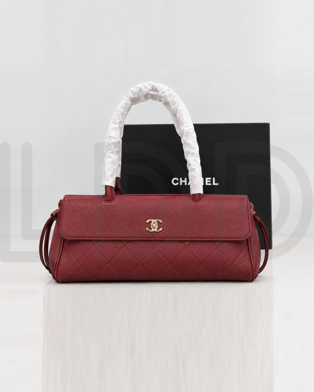C-H-A-N-E-L Grained Calfskin Stitched Urban Essentials Shopping Bag | Gold Hardware | Luxury Women Bag (Maroon)