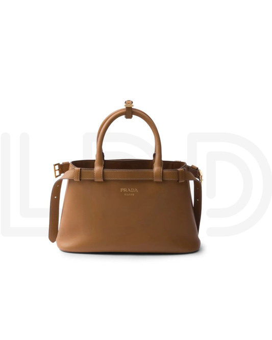 P-R-A-D-A Buckle Small Handbag with Double Belt – Elegant Luxe Women Bag (Brown)