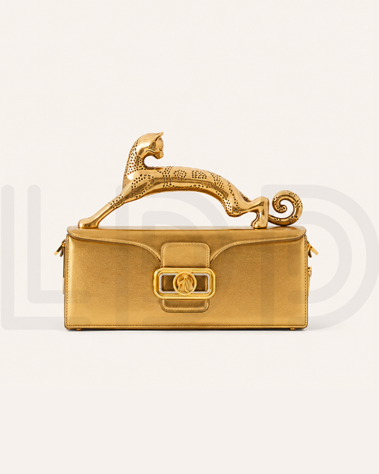 L-A-N-V-I-N Inspired Rateau Pencil Cat Shoulder Bag – Elegant Luxe Women Bag (Gold)