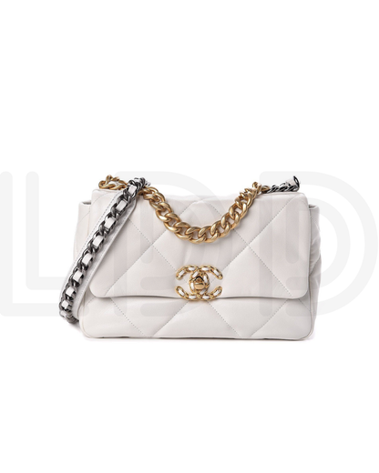 C-H-A-N-E-L 19 Flap Bag – Puffy Diamond Quilting | Premium Women Bag (Creamy White)