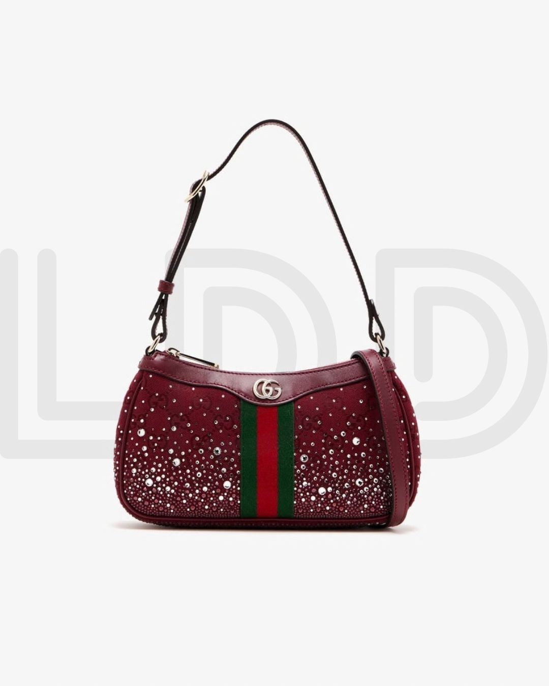 G-U-C-C-I Ophidia Crystal-Embellished Shoulder Bag – Premium Quality Women Bag (Maroon)