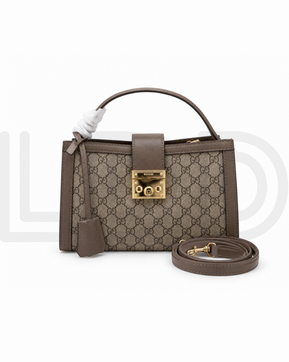 G-U-C-C-I Padlock Medium Top Handle Bag – Premium Quality Women Bag (Brown Beige)