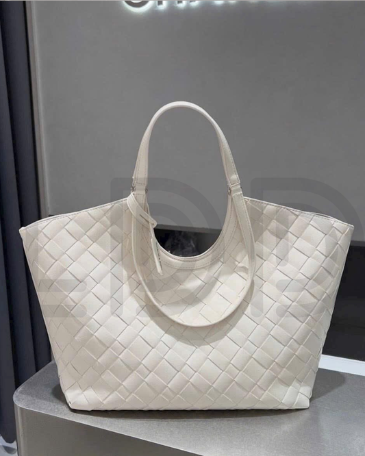 C-H-A-R-L-E-S & K-E-I-T-H Ivette Woven Tote – Modern Luxe Women Bag (White)