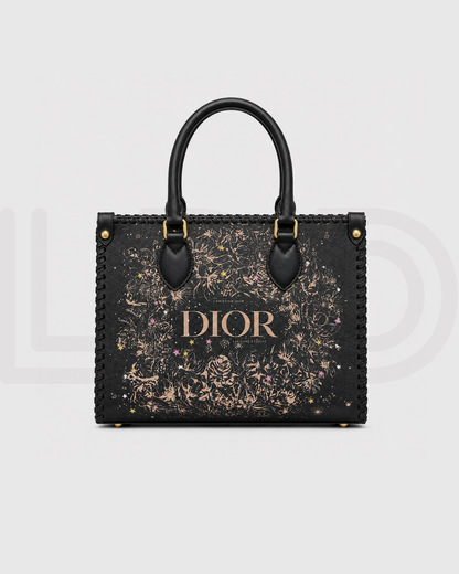 C-H-R-I-S-T-I-A-N D-I-O-R Structured Tote Bag – Premium Quality | Double Box Packaging | Black with Beige Design