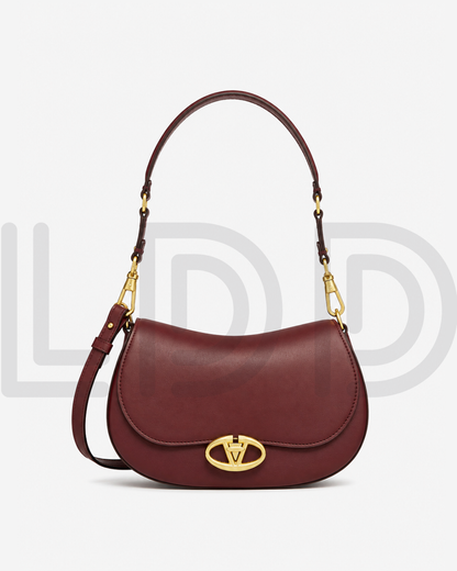 V-A-L-E-N-T-I-N-O G-A-R-A-V-A-N-I Ohval VLogo Small Shoulder Bag – Signature Luxe Women Bag (Maroon)