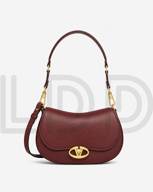 V-A-L-E-N-T-I-N-O G-A-R-A-V-A-N-I Ohval VLogo Small Shoulder Bag – Signature Luxe Women Bag (Maroon)