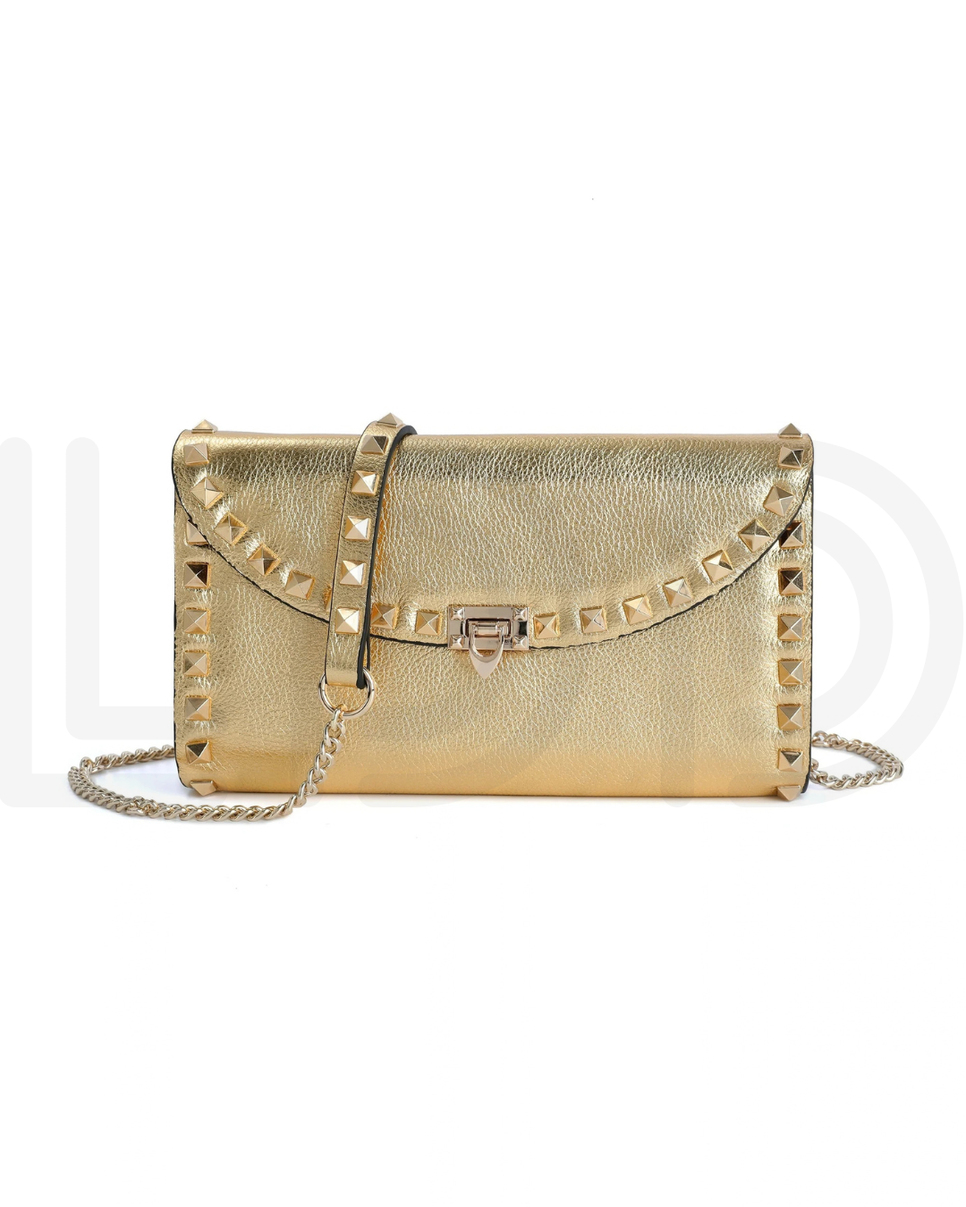 V-A-L-E-N-T-I-N-O Rockstud Wallet – Grained Leather (Gold)