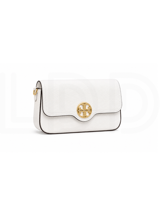 T-O-R-Y B-U-R-C-H Felix Flap Shoulder Bag – Premium Quality Women Bag | 2 Straps | Brand Box & Dust Bag (White)
