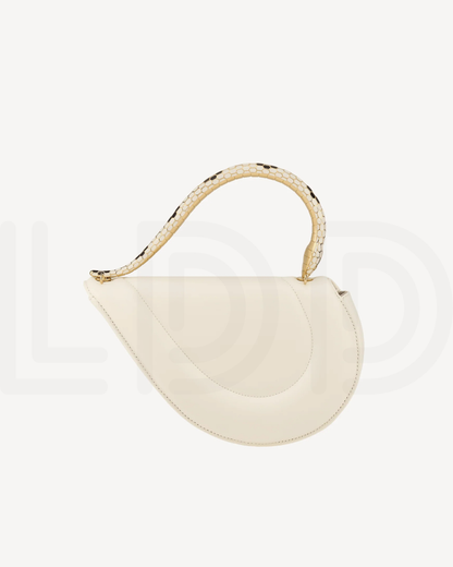 B-V-L-G-A-R-I Serpenti Cuore 1968 Top Handle – Iconic Luxe Women Bag (White)