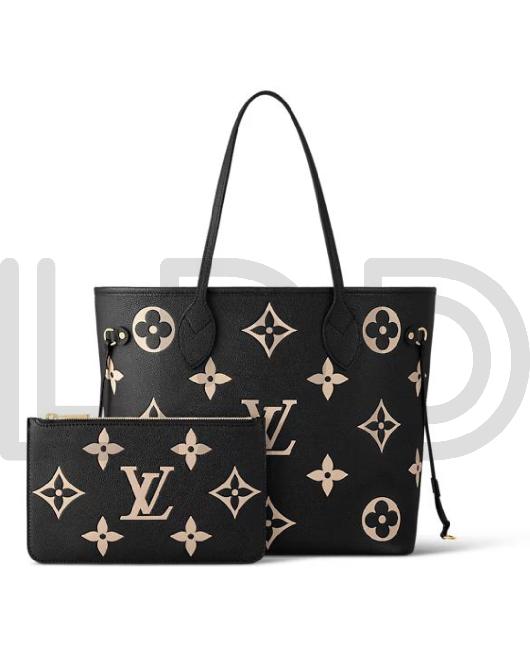 L-O-U-I-S V-U-I-T-T-O-N Neverfull MM Women Bag – Classic Edition 2pc (Black-2)