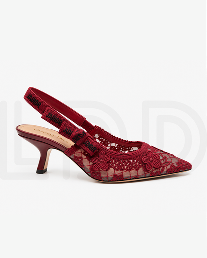 J'A-D-I-O-R Slingback Pumps – Iconic Elegance Women Footwear (Red)