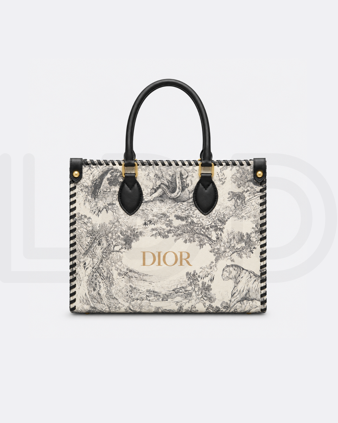 C-H-R-I-S-T-I-A-N D-I-O-R Structured Tote Bag – Premium Quality | Double Box Packaging | Off White with Black Design