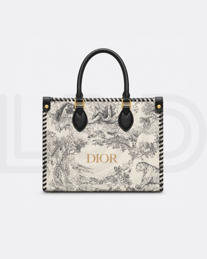 C-H-R-I-S-T-I-A-N D-I-O-R Structured Tote Bag – Premium Quality | Double Box Packaging | Off White with Black Design