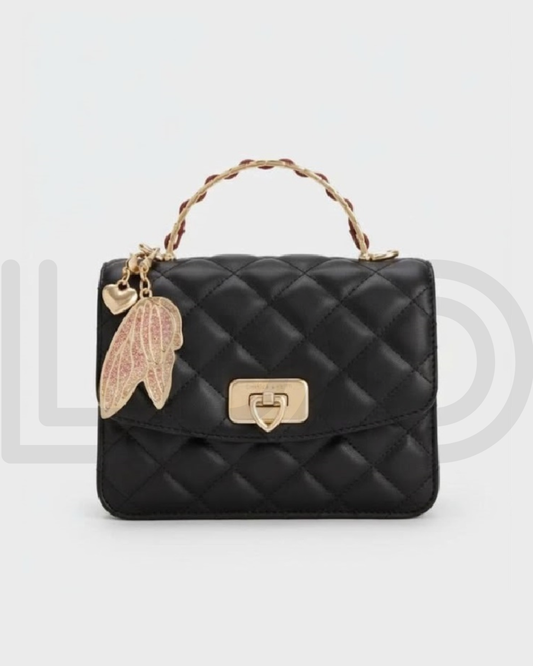 C-H-A-R-L-E-S & K-E-I-T-H Cressida Quilted Top Handle Bag – Elegant Luxe Women Bag (Black)