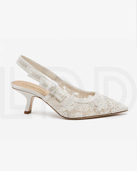 J'A-D-I-O-R Slingback Pumps – Iconic Elegance Women Footwear (White)