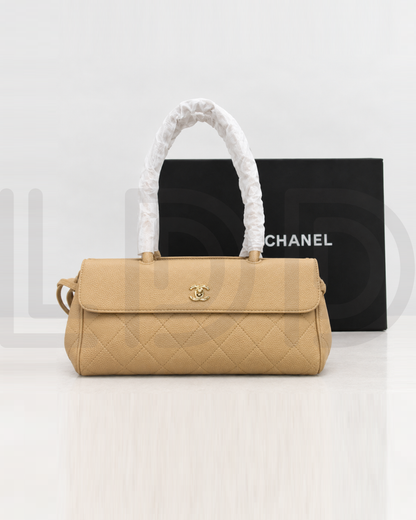 C-H-A-N-E-L Grained Calfskin Stitched Urban Essentials Shopping Bag | Gold Hardware | Luxury Women Bag (Cream)