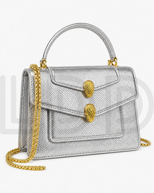 B-V-L-G-A-R-I Serpenti Forever Charm – Iconic Luxe Women Bag (Silver)