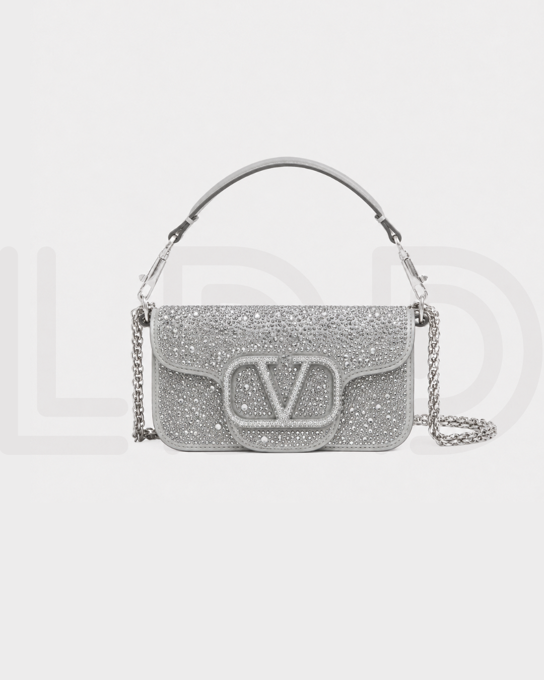 V-A-L-E-N-T-I-N-O G-A-R-A-V-A-N-I Locò-Style Shoulder Bag – Crystal Embellished | Master Quality | White & Blue