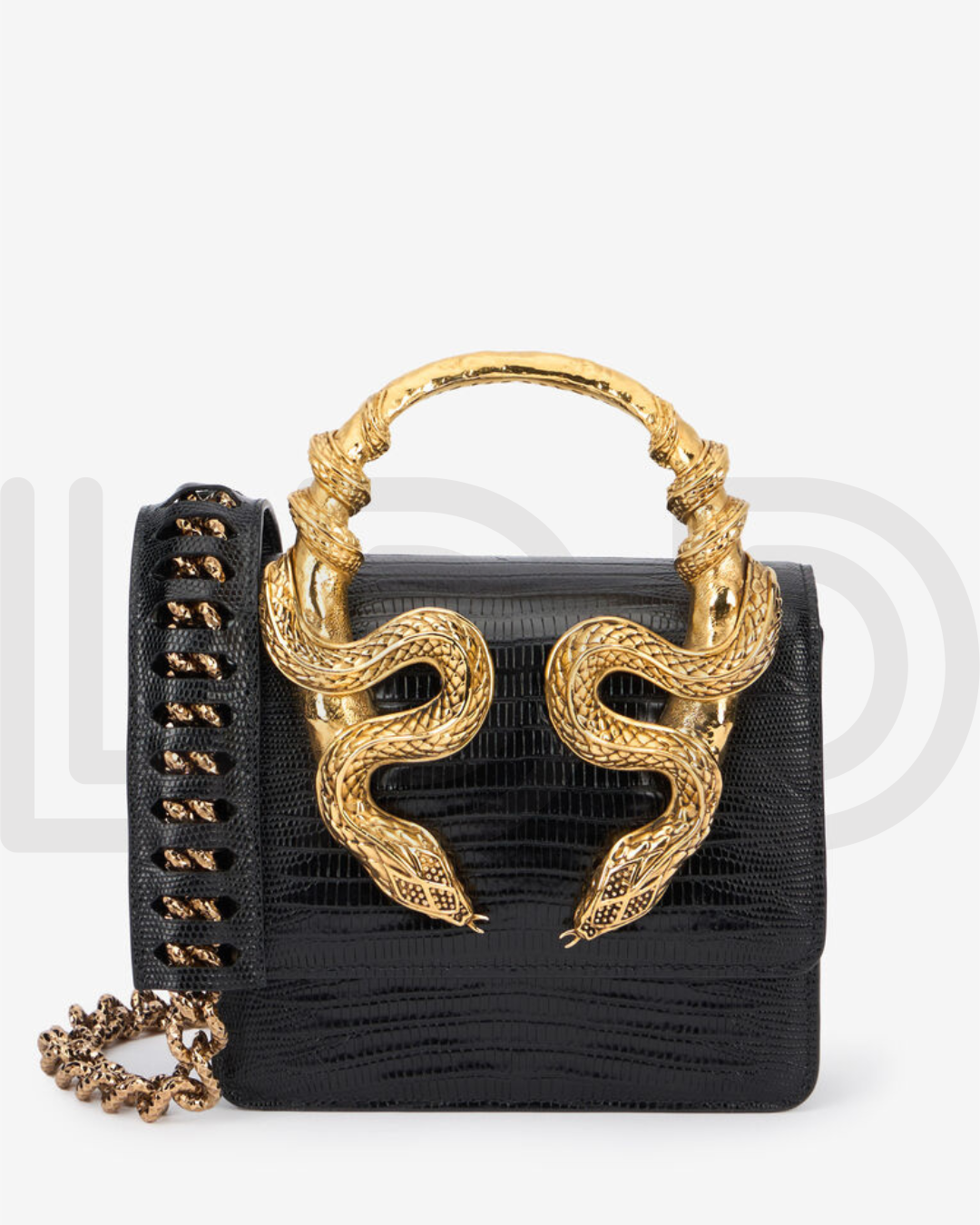 R-O-B-E-R-T-O C-A-V-A-L-L-I Borsa Bordeaux Con Serpenti – Luxury Statement Women Bag (Black)