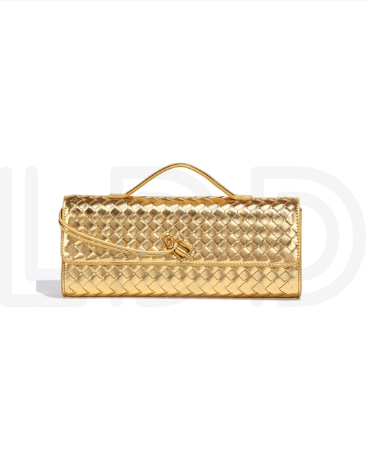 B-O-T-T-E-G-A V-E-N-E-T-A Andiamo Bag – 31cm Clutch Bag | Golden