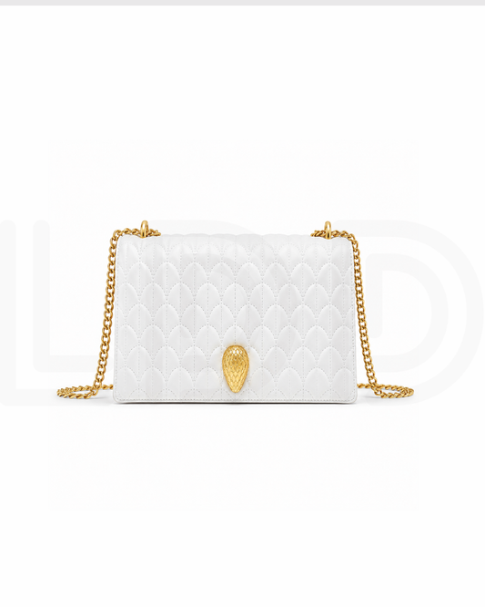 B-V-L-G-A-R-I Serpenti Sugarloaf Quilted Shoulder Bag – Master Quality | Box Packaging | White