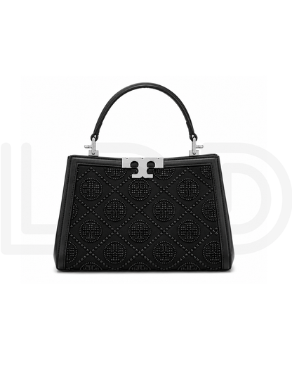T-O-R-Y B-U-R-C-H Eleanor T Monogram Hotfix Mini Satchel – Signature Luxe Women Bag (Black)