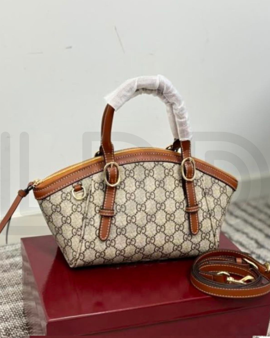 G-U-C-C-I GG Emblem Small Top Handle Crossbody – Signature Luxe Women Bag (Brown)