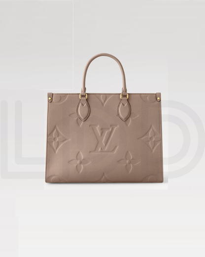 L-O-U-I-S V-U-I-T-T-O-N OnTheGo Handbag with Pouch – 2PC Luxe Women Bag Set (Beige)