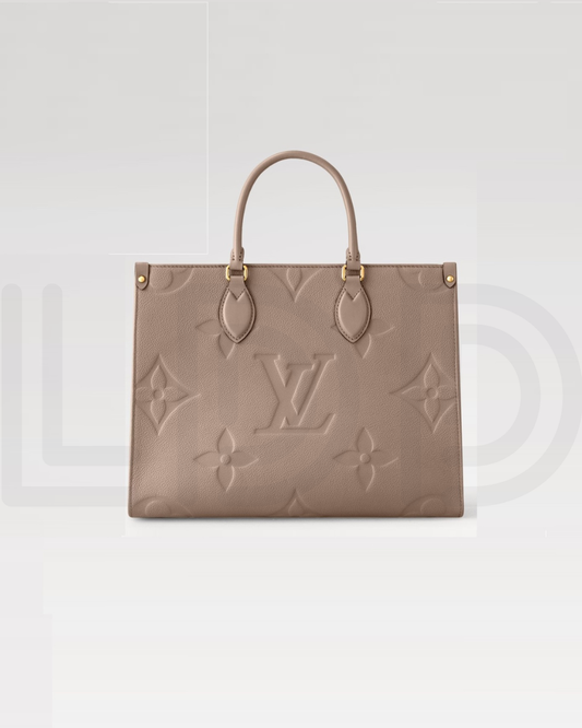 L-O-U-I-S V-U-I-T-T-O-N OnTheGo Handbag with Pouch – 2PC Luxe Women Bag Set (Beige)