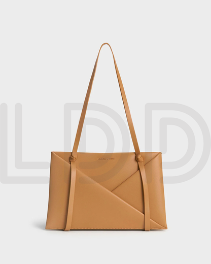 C-H-A-R-L-E-S & K-E-I-T-H Midori Geometric Tote – Modern Luxe Women Bag (Beige)