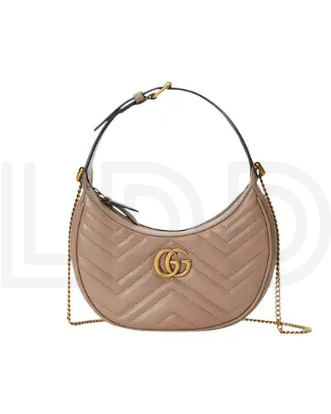 G-U-C-C-I GG Marmont Half-Moon Mini Bag – Elegant Luxe Women Bag (Beige)