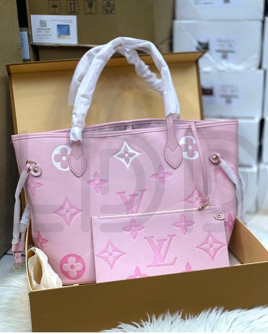 L-O-U-I-S V-U-I-T-T-O-N Neverfull MM Women Bag – Classic Edition 2pc (Pink)