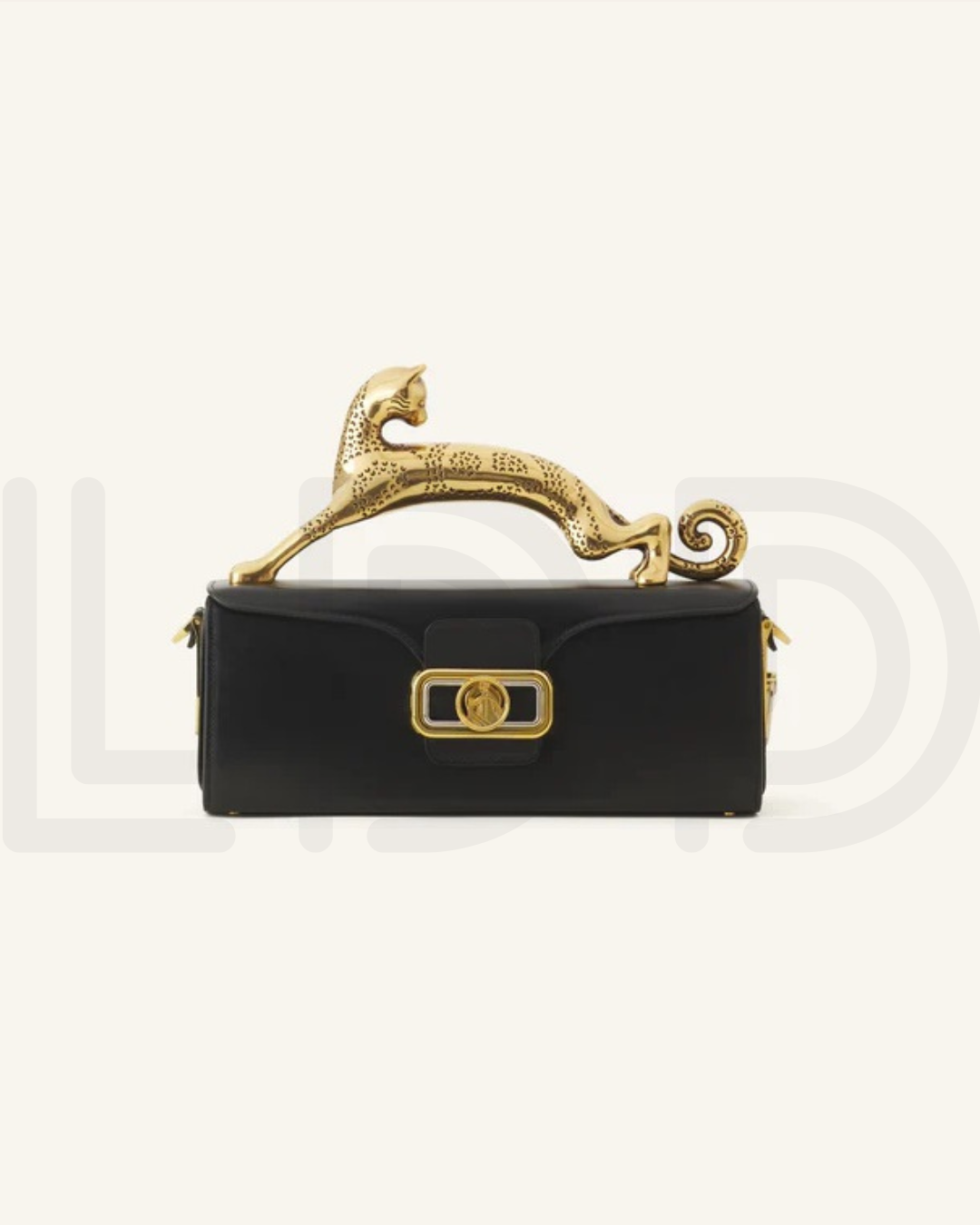 L-A-N-V-I-N Inspired Rateau Pencil Cat Shoulder Bag – Elegant Luxe Women Bag (Black)