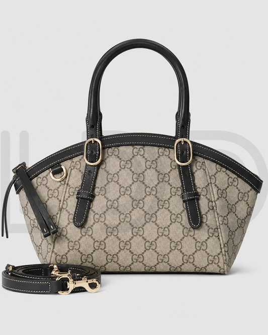 G-U-C-C-I GG Emblem Small Top Handle Crossbody – Signature Luxe Women Bag (Black)